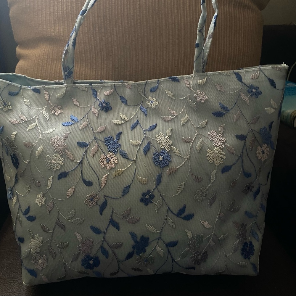 Floral Embroidered Tote Bag